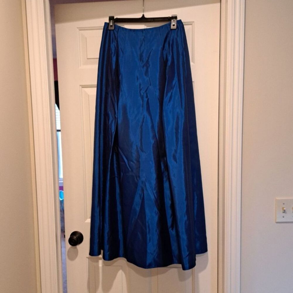 VTG Scott McClintock Navy Blue Crinkle Shimmer Maxi Skirt Lined Size 8 USA